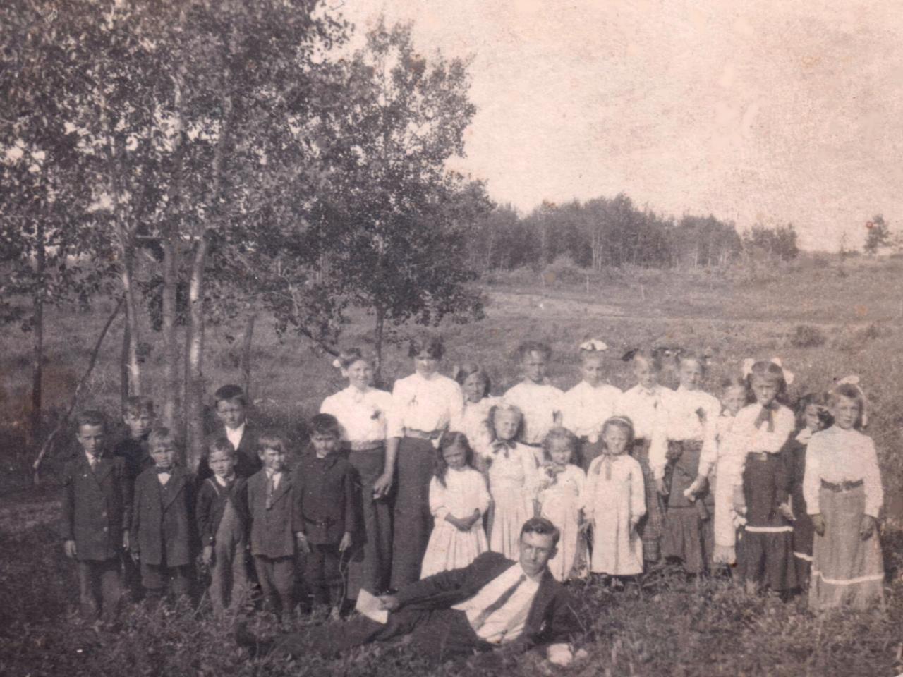 John Axenty Teaching, Class photograph,    SASKATCHEWAN, CANADA